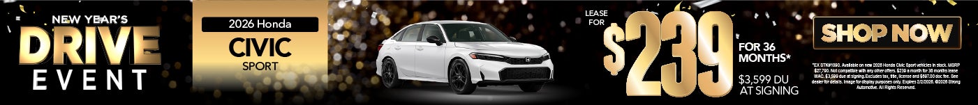 2026 Honda Civic Sport Lease $239/36 months $3,599 DAS*