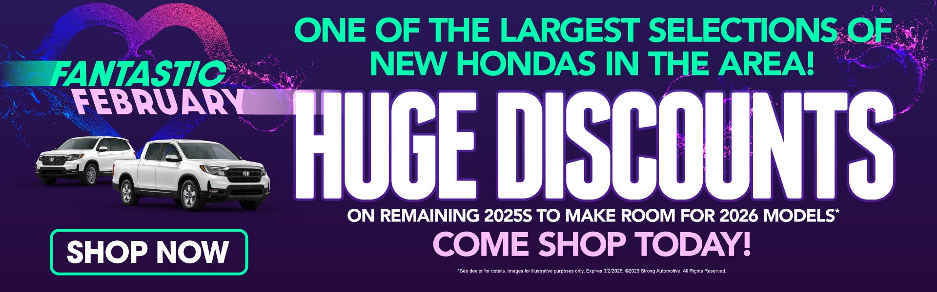 "The Largest Selections of New Hondas in the Area! Hu
