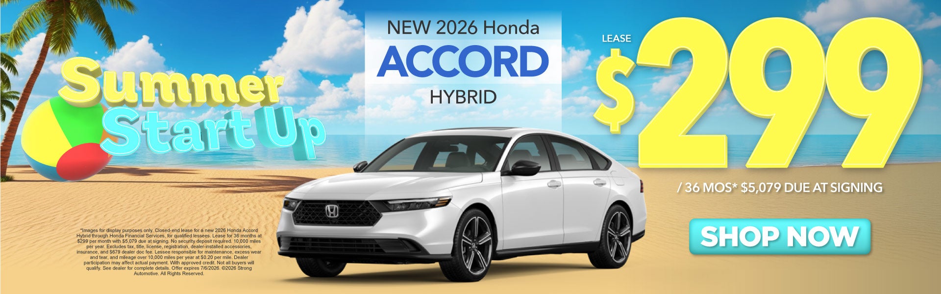 NEW 2026 HONDA ACCORD HYBRID	LEASE $299 / 36 MO* $5,079 Due 