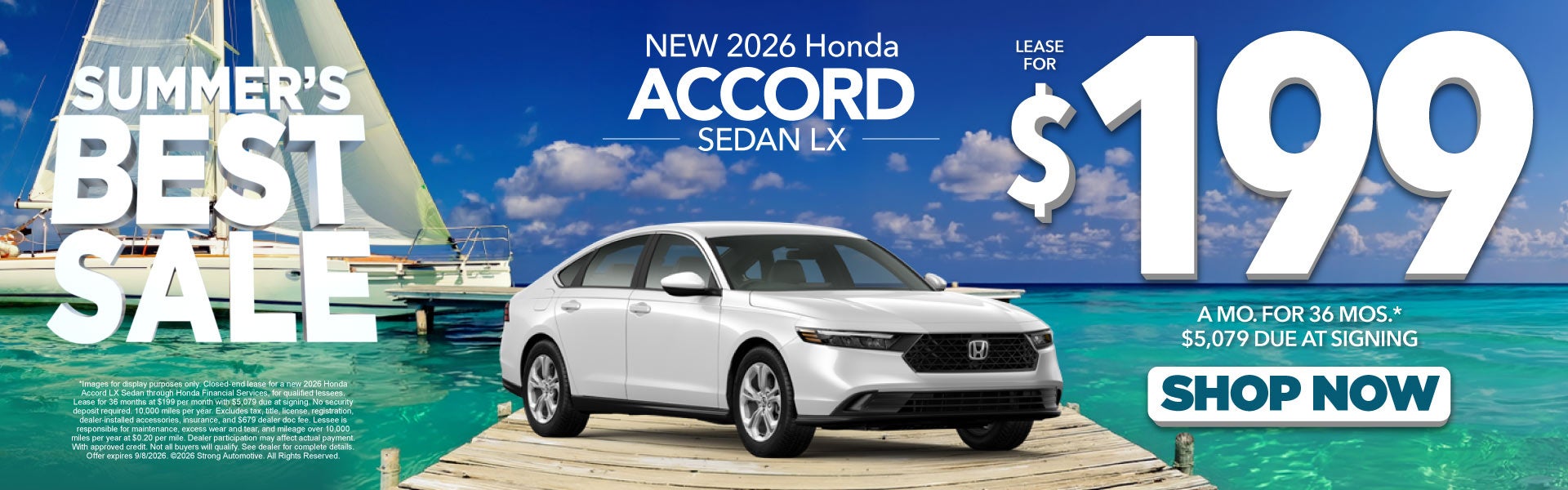 NEW 2026 HONDA ACCORD SEDAN LX	LEASE $199 / 36 MO* $5,079 Du