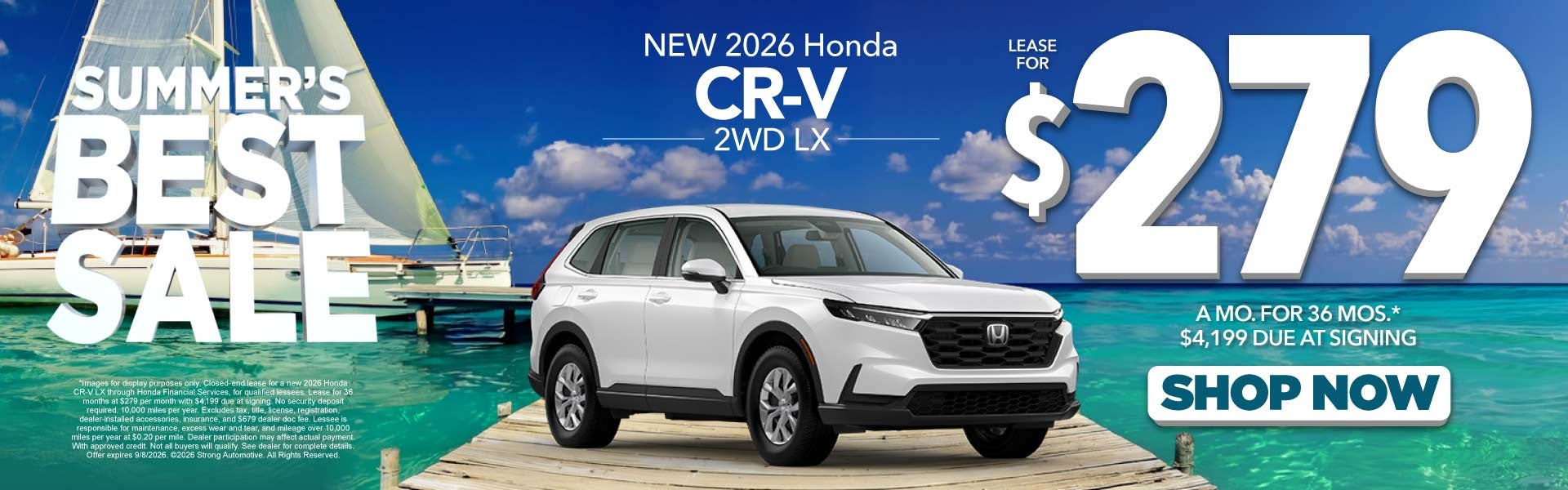 NEW 2026 HONDA CR-V 2WD LX	LEASE $279 / 36 MO* $4,199 Due at