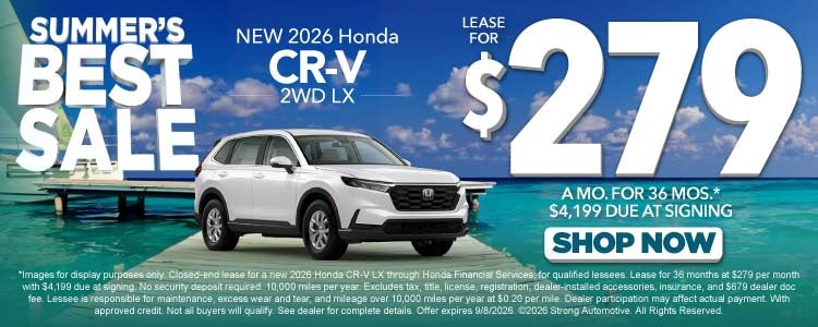 NEW 2026 HONDA CR-V 2WD LX	LEASE $279 / 36 MO* $4,199 Due at